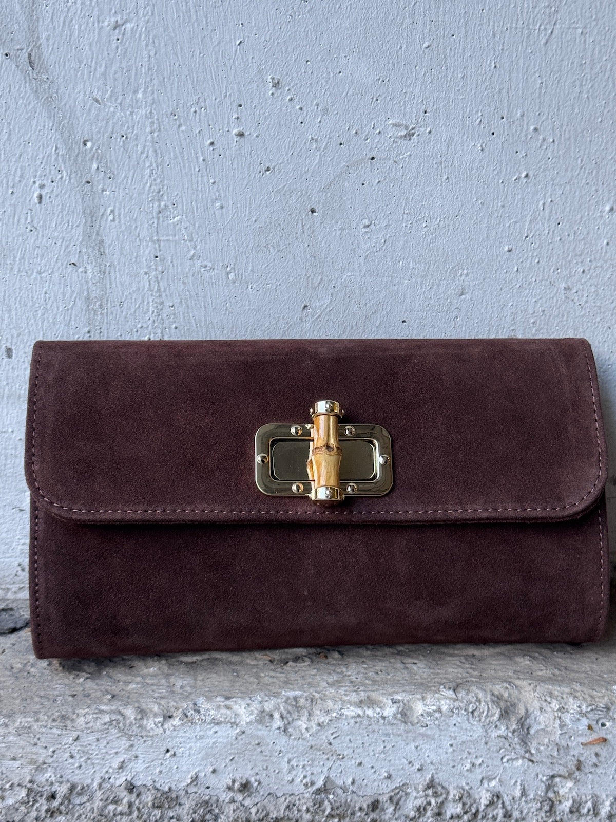 CLUTCH Veloursleder Braun