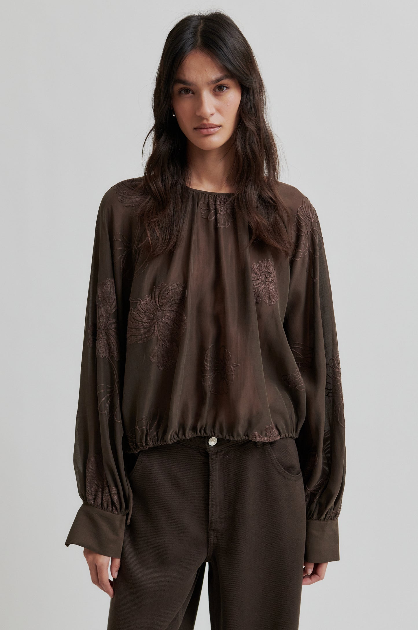 Bestickte Bluse VERIA aus Lyocell-Mix