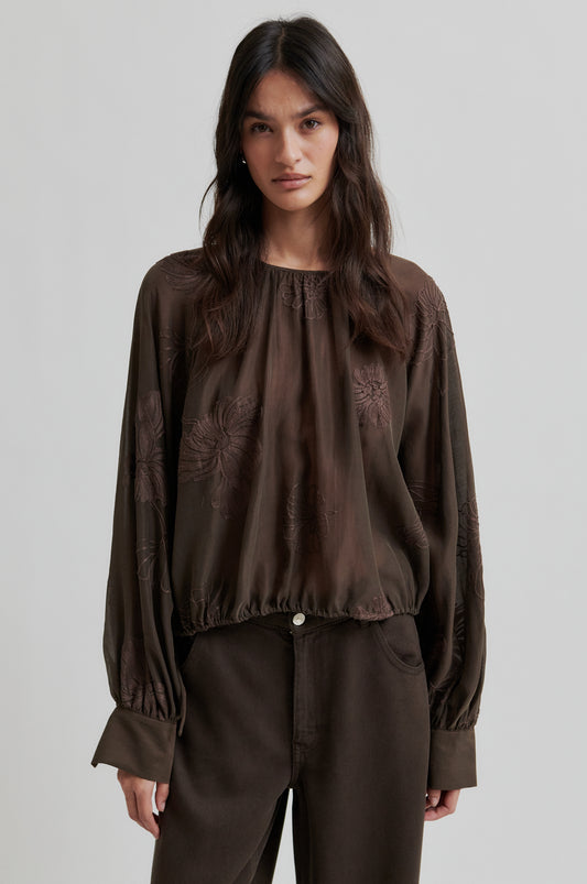 Bestickte Bluse VERIA aus Lyocell-Mix
