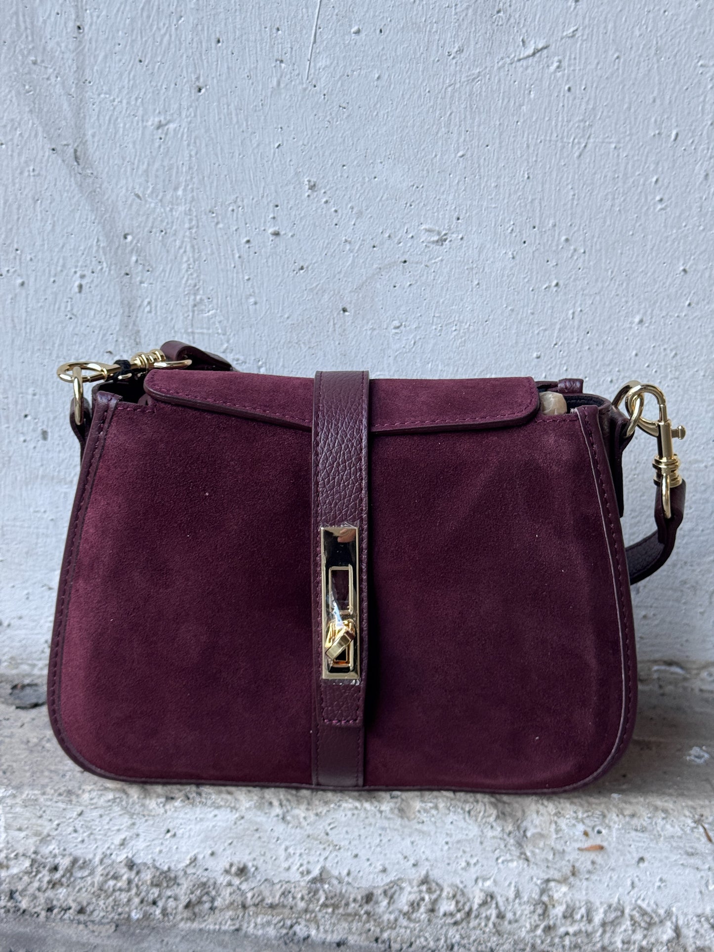 Handtasche CAMOSCIO Veloursleder Bordeaux