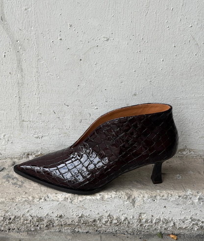Pumps Open Bootie Croco Patent