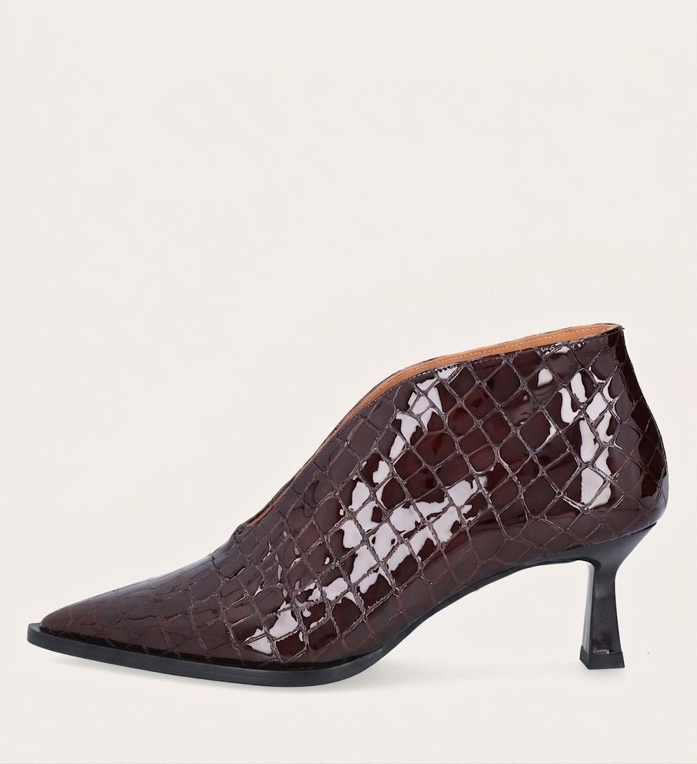 Pumps Open Bootie Croco Patent