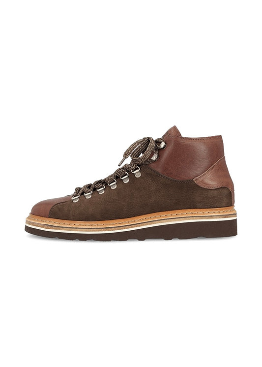 Handgefertigter, hoher Sneaker aus Nubuk- und Glattleder LUGIONATA NABUK