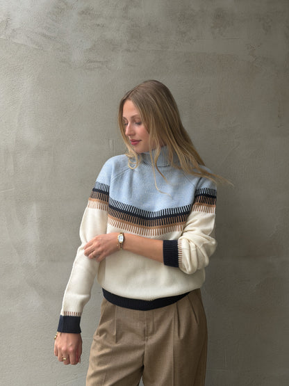 Norweger Block Fairisle Tweet Roll Collar
