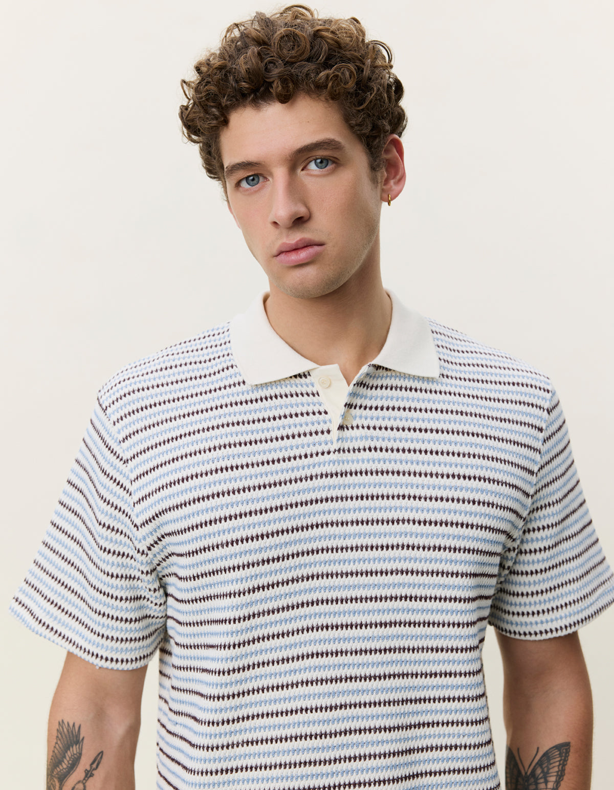 knitted Stripe Polo