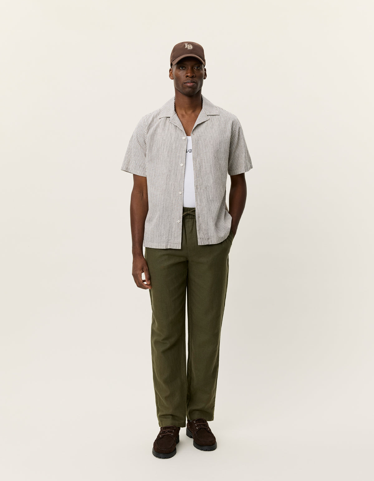 LES DEUX Lukas Stripe Cotton Linen Ss Shirt
