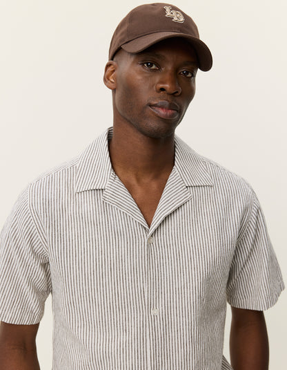 LES DEUX Lukas Stripe Cotton Linen Ss Shirt