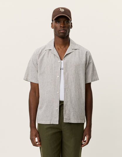 LES DEUX Lukas Stripe Cotton Linen Ss Shirt