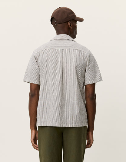 LES DEUX Lukas Stripe Cotton Linen Ss Shirt